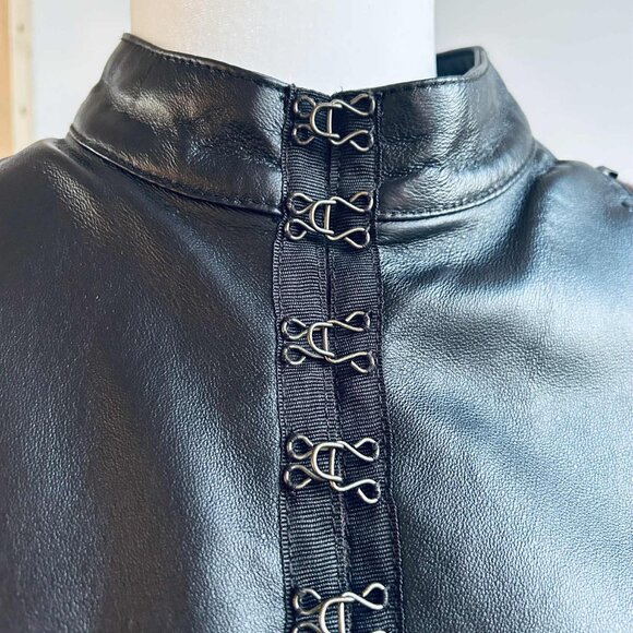 Nygård Collection Dark Chocolate Leather-Front Ladder-Laced Knit Jacket – US 8 - Picture 8 of 10